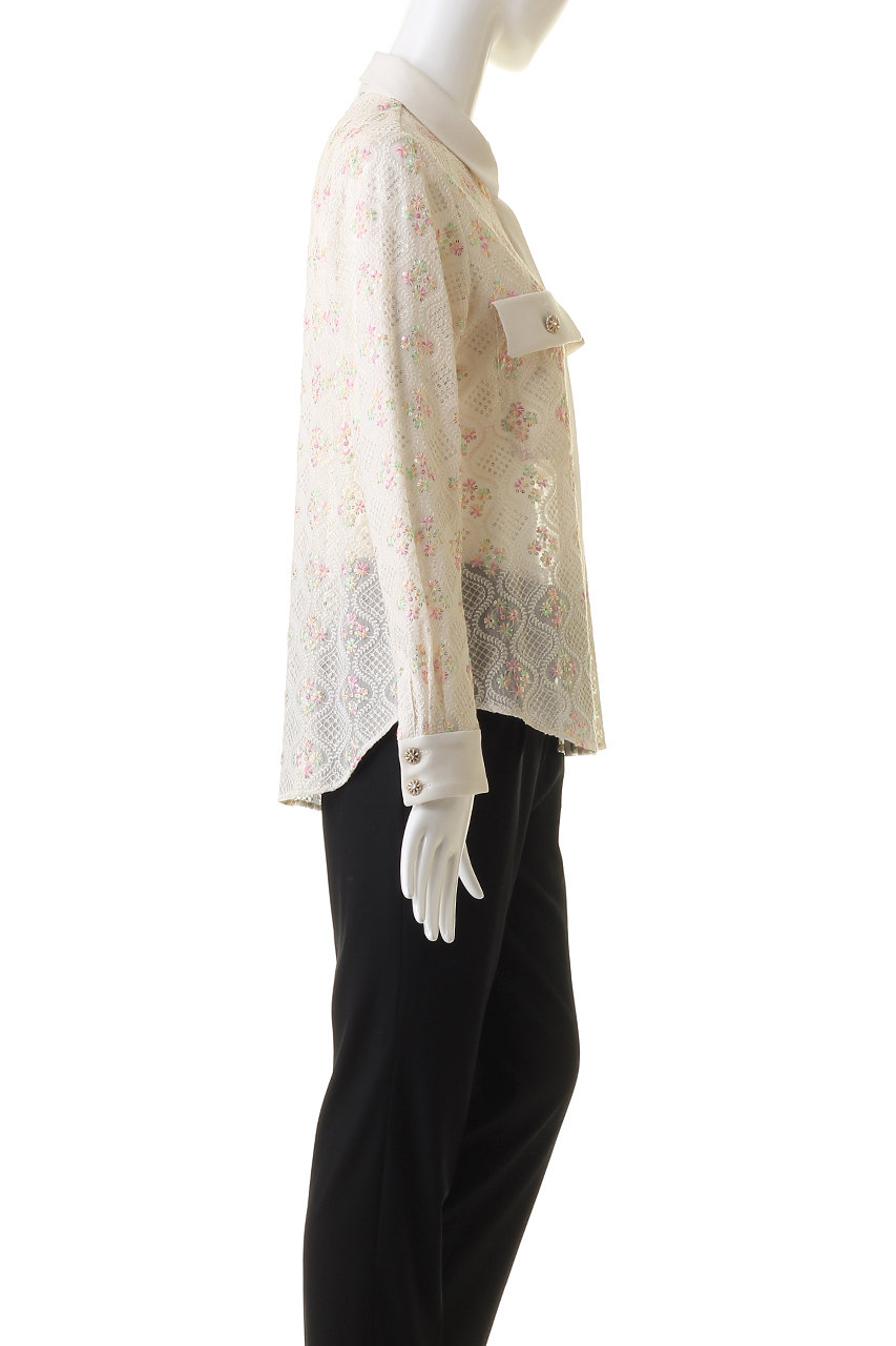 MW(エムダブリュー)｜刺しゅう ブラウス/アイボリー の通販｜ELLESHOP  