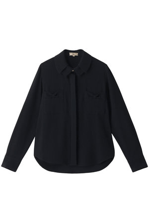 エムダブリュー/MWのバックサテン ダブルカラービジューボタンブラウス(110400/110403)