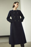 ☆専用☆＊美品＊GLOBAL WORK ネイビー ダブルブレストコート Mサイズ MW(エムダブリュー)｜SOFT WOOL ノーカラーダブルブレストコート
