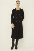 SOFT WOOL ノーカラーダブルブレストコート