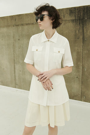 エムダブリュー/MWのバックサテン ウエストシェイプ ロングブラウス(110400/110402)