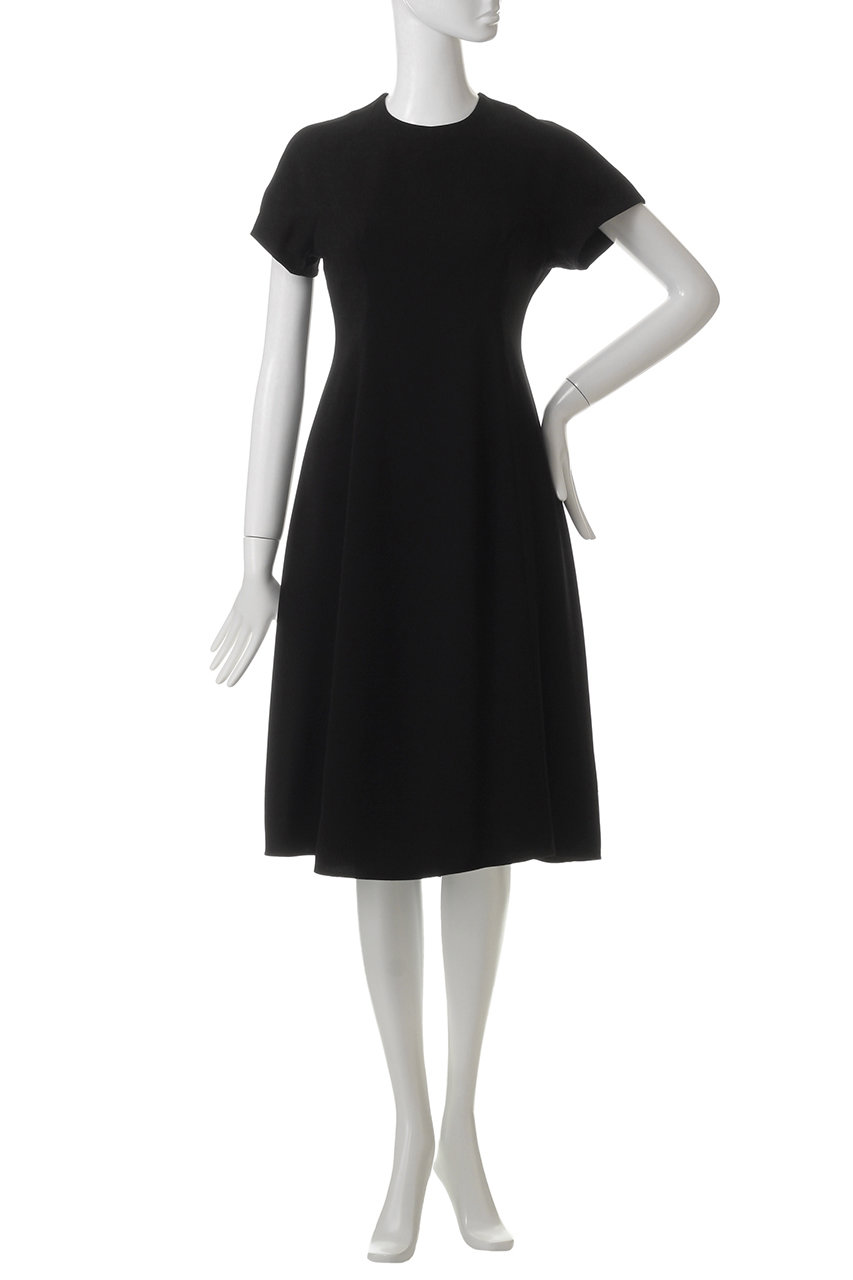 MW(エムダブリュー)｜トリアセテートフレンチ-スリーブドレス/ネイビー