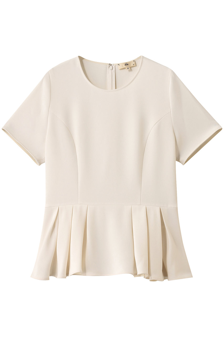 エムダブリュー/MWのトリアセテート ボックスタック ペプラムブラウス(エクリュ/MW19-FK003)