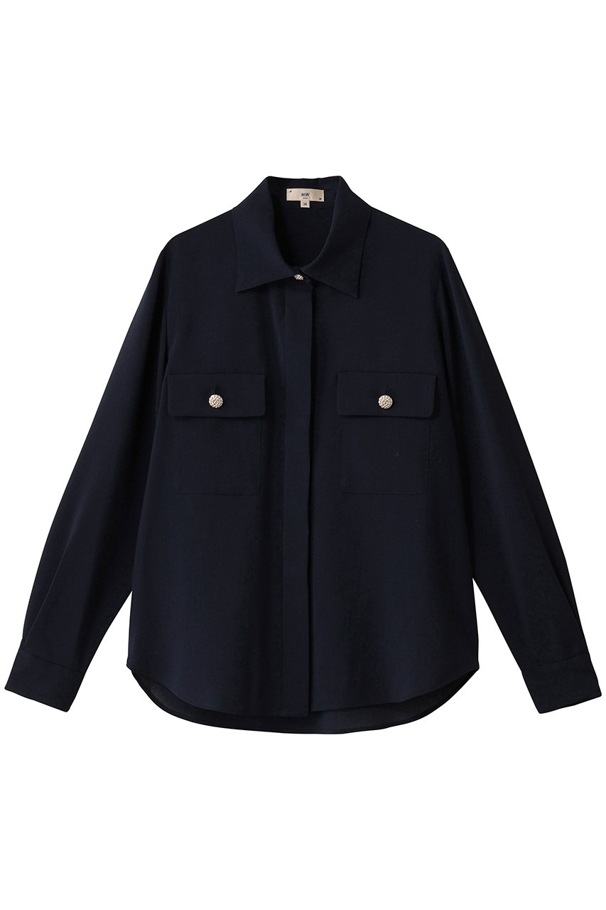 エムダブリュー/MWのトリアセテート(D)ドライタッチボイル ブラウス(ダークネイビー/MW20-FK004)