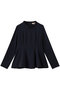 トリアセテート(H)スタンドカラー フレア ブラウス エムダブリュー/MW ダークネイビー