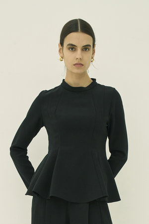 エムダブリュー/MWのトリアセテート(H)スタンドカラー フレア ブラウス(110400/110403)