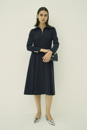 エムダブリュー/MWのトリアセテート(H) ビッグカラー ドレス(110500/110503)