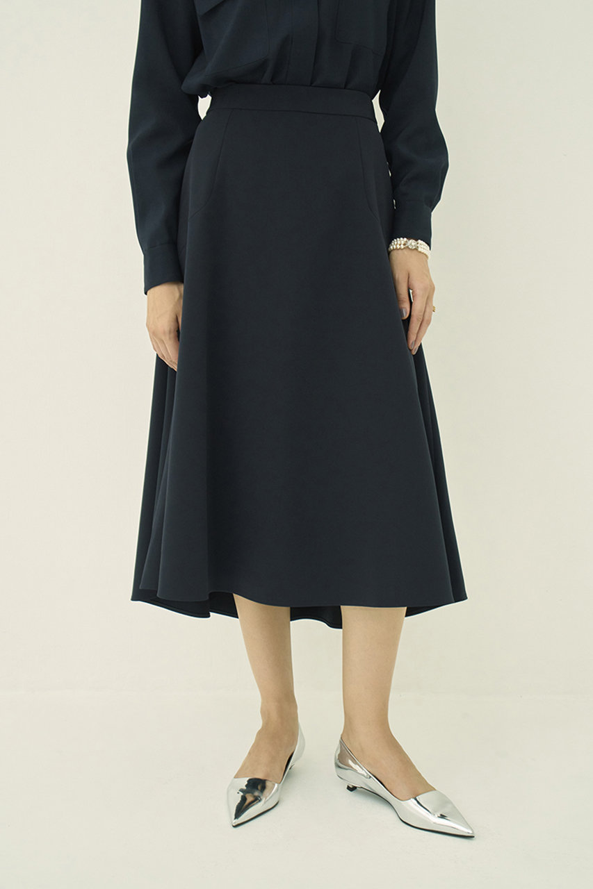 MW(エムダブリュー)｜トリアセテート(NS)フレア スカート/ダーク