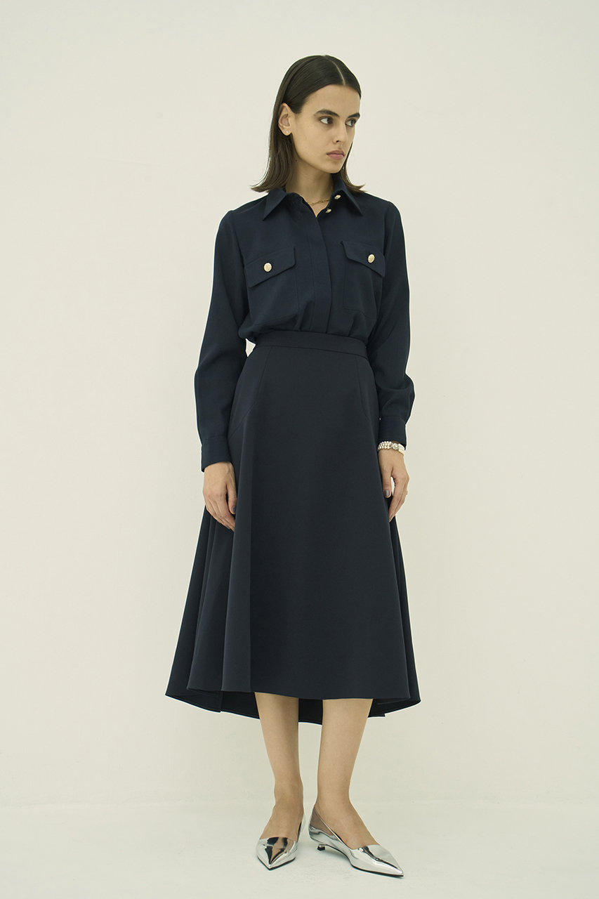 MW(エムダブリュー)｜トリアセテート(NS)フレア スカート/ダーク