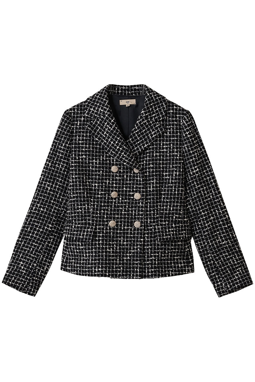 MW MONOTONE チェック ツイード ショートジャケット (ブラック, 40) エムダブリュー ELLE SHOP MW MONOTONE チェック ツイード ショートジャケット (ブラック, 40) エムダブリュー ELLE SHOP