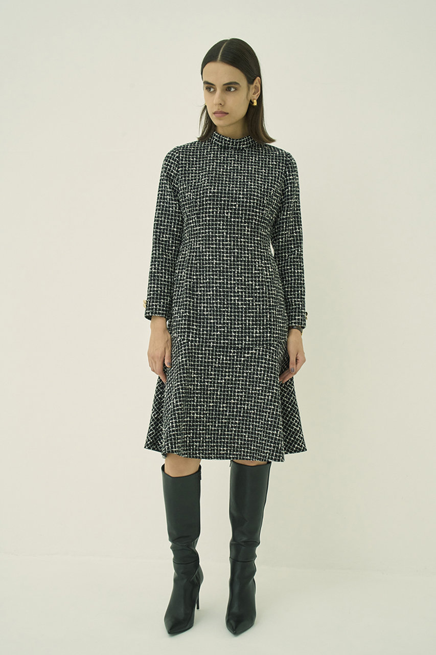 MW(エムダブリュー)｜MONOTONE チェック ツイード スタンドカラー