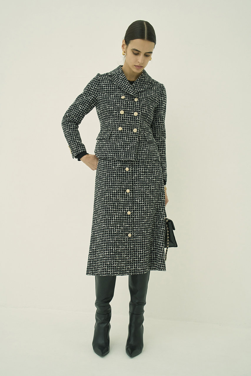 MW(エムダブリュー)｜MONOTONE チェック ツイード スカート/ブラック