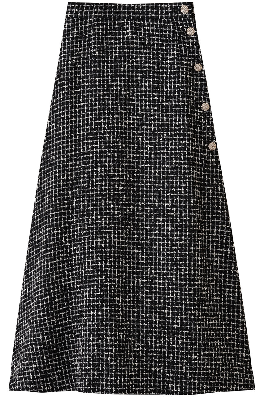 MW MONOTONE チェック ツイード ロングスカート (ブラック, 40) エムダブリュー ELLE SHOP MW MONOTONE チェック ツイード ロングスカート (ブラック, 40) エムダブリュー ELLE SHOP