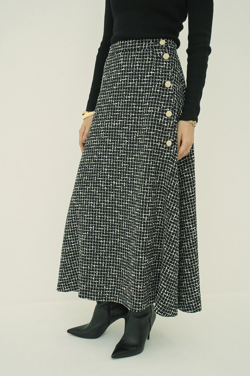 り*★様 未使用 graceclass フェザーツイードコート ツイードスカート セール】フェザー使いニットツイードスカート（スカート）｜natural