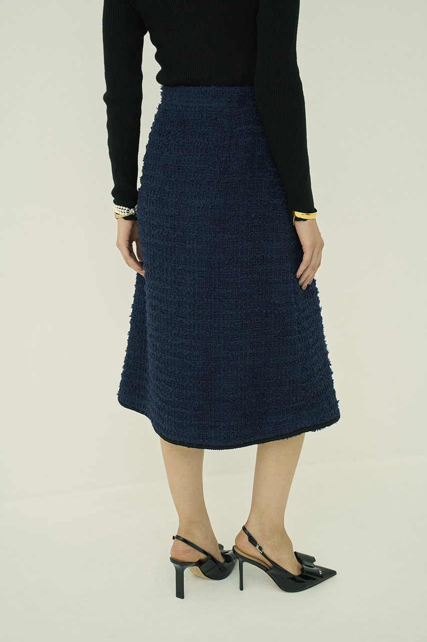 MW(エムダブリュー)｜【予約販売】FRINGE ツイード スカート/ネイビー
