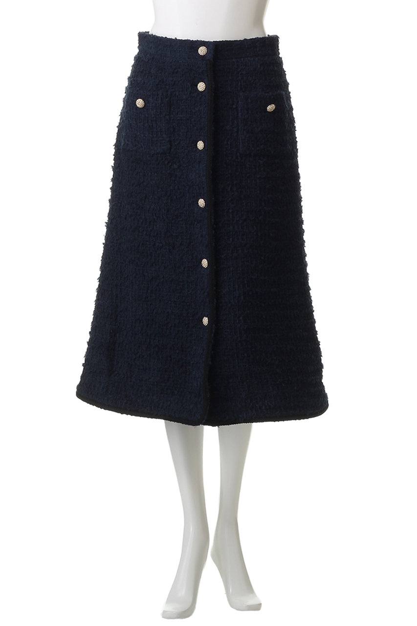 MW(エムダブリュー)｜【予約販売】FRINGE ツイード スカート/ネイビー