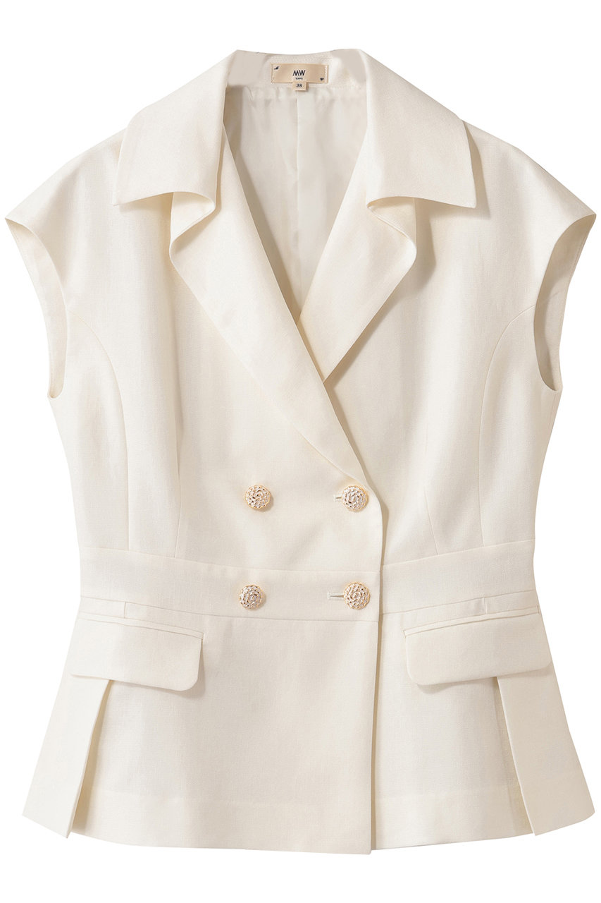 エムダブリュー/MWの【予約販売】トリアセテート (NL) ノースリーブ ダブル ジャケット(エクリュ/MW21-FJ004)