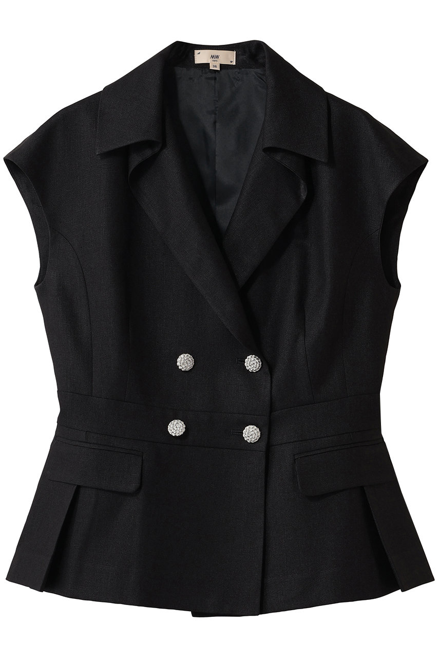 エムダブリュー/MWの【予約販売】トリアセテート (NL) ノースリーブ ダブル ジャケット(ブラック/MW21-FJ004)