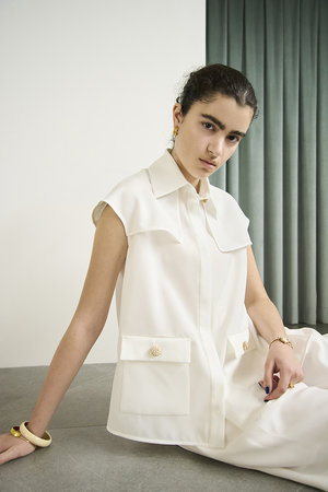 エムダブリュー/MWの【予約販売】トリアセテート (D) スリーブレス ブラウス(110400/110401)