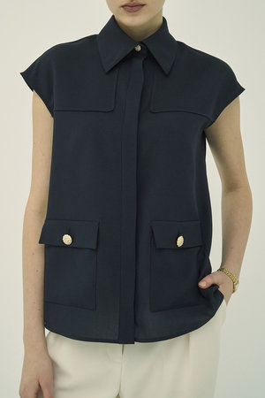 エムダブリュー/MWの【予約販売】トリアセテート (D) スリーブレス ブラウス(110400/110401)