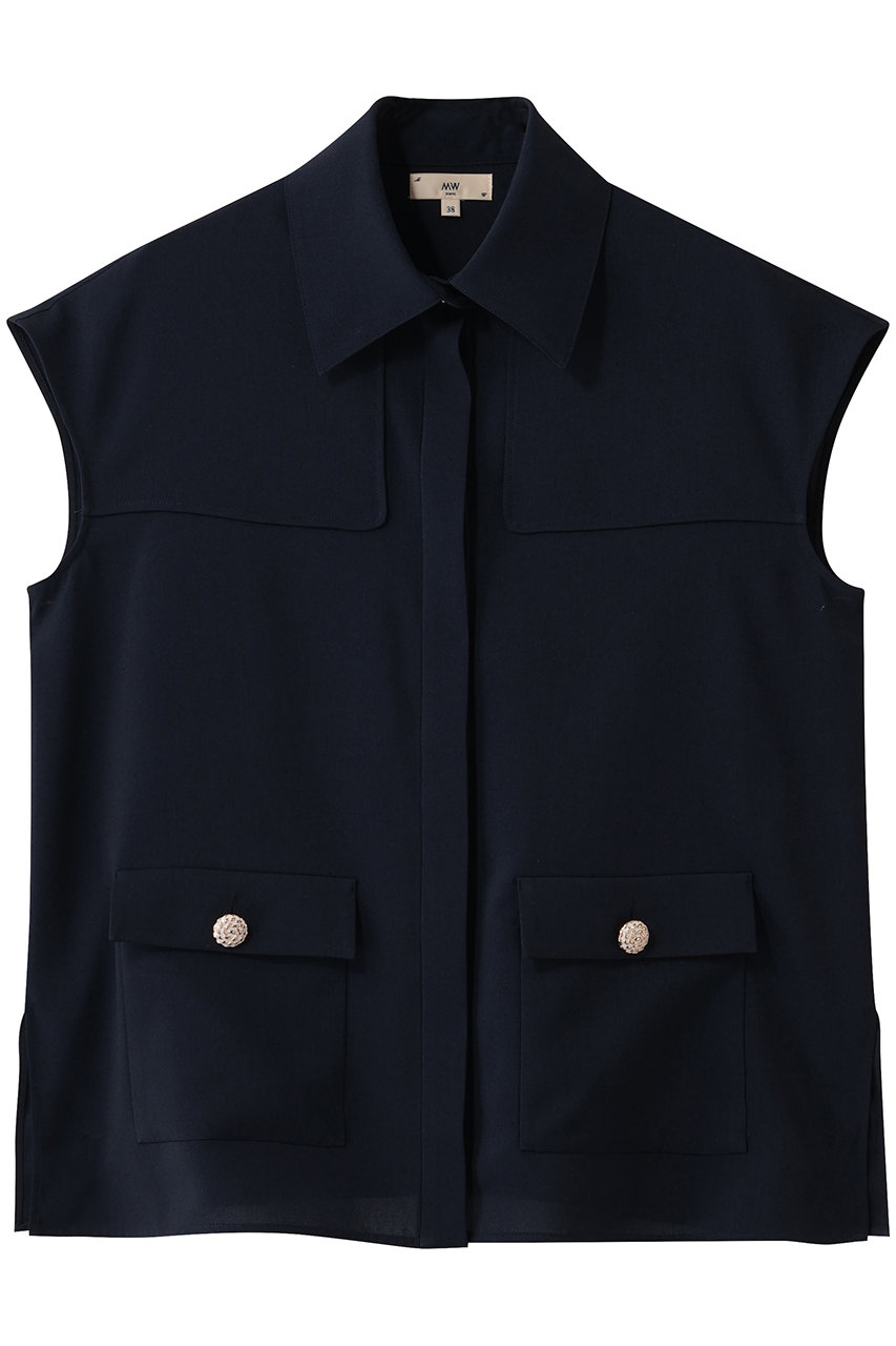 エムダブリュー/MWの【予約販売】トリアセテート (D) スリーブレス ブラウス(ダークネイビー/MW21-FK003)