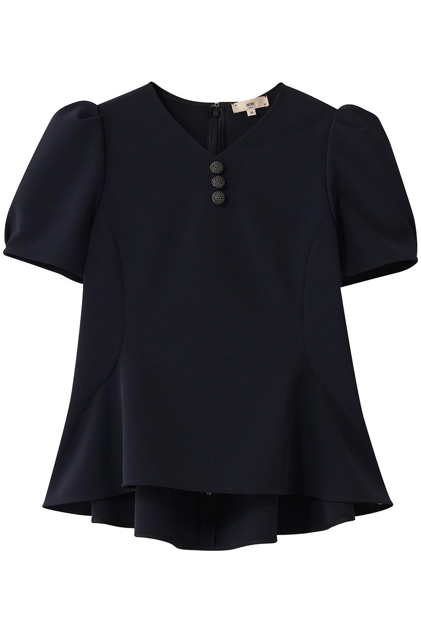エムダブリュー/MWの【予約販売】トリアセテート (NS) Vネック ブラウス(ダークネイビー/MW21-FK005)