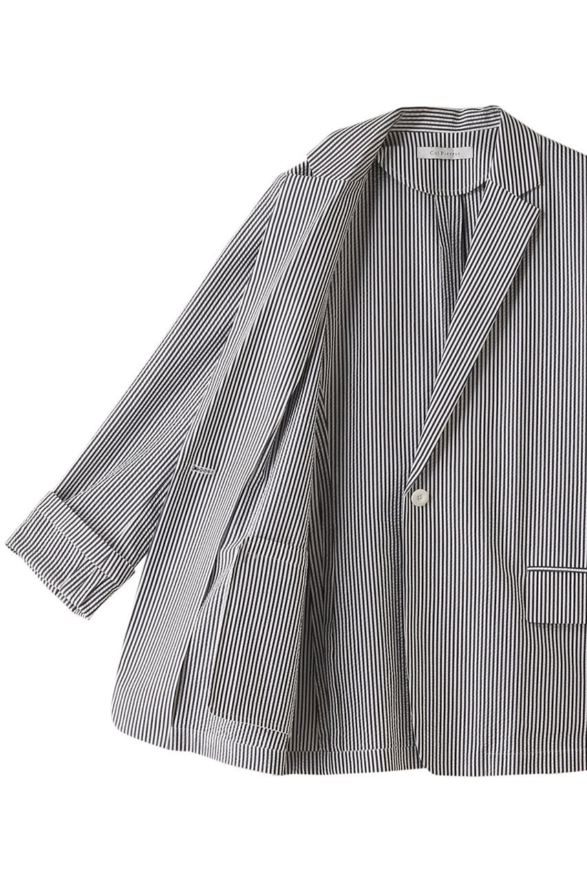 【Col Pierrot/コルピエロ】CASHMERE OVER コート　グレー Col Pierrot(コル ピエロ)｜コットンシルクストライプジャケット