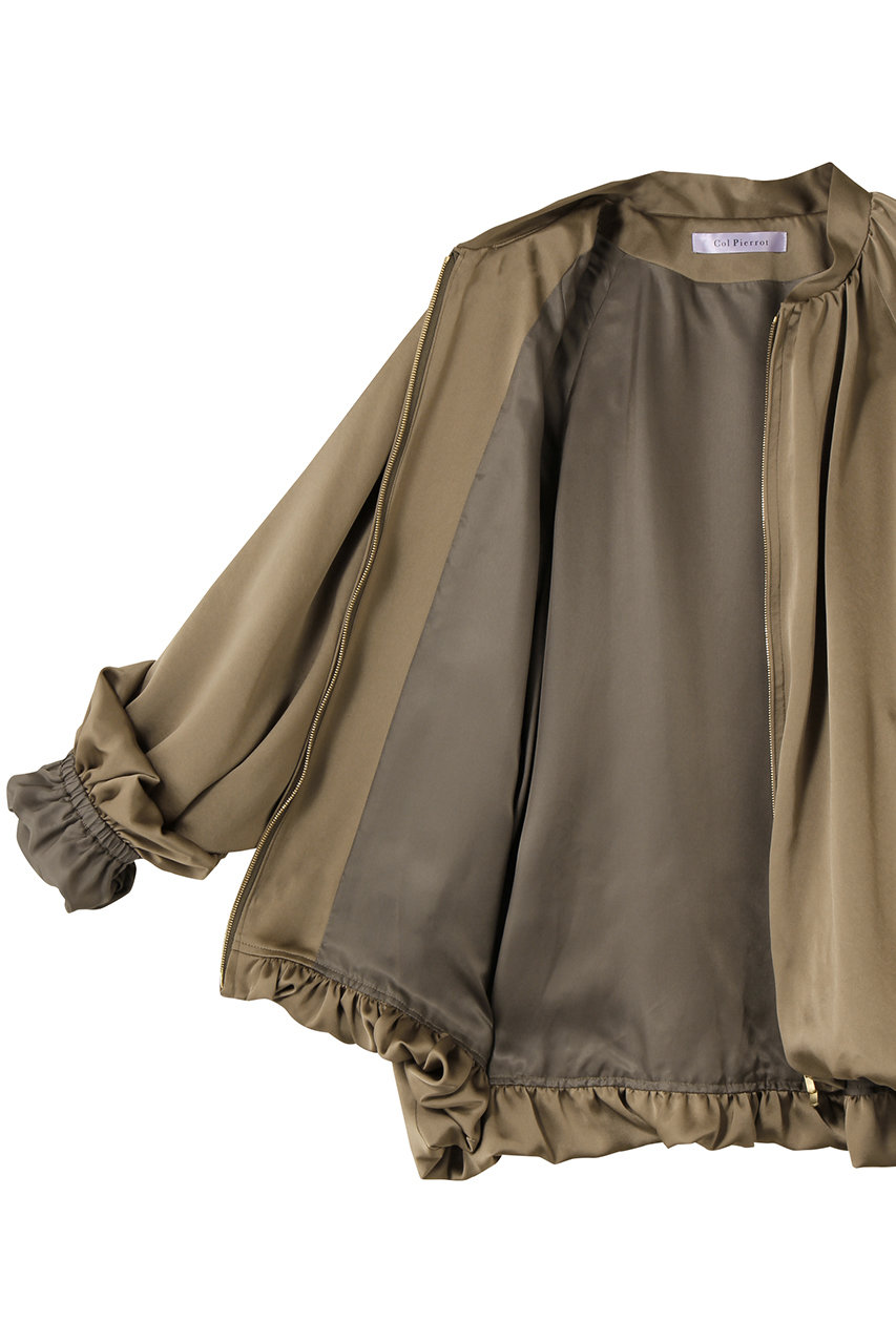 Col Pierrot サテン　ブルゾン Col Pierrot(コル ピエロ)｜サテンブルゾン/カーキ の通販