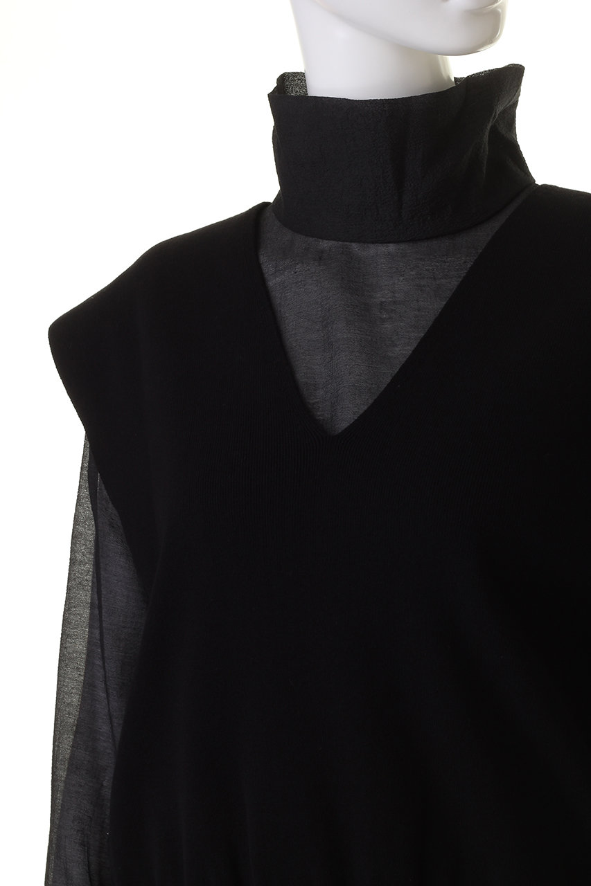 マノフ MANOF LAYERED KNIT TOPS （BLACK） MANOF (マノフ) LAYERED KNIT TOPS / レイヤードニットトップス