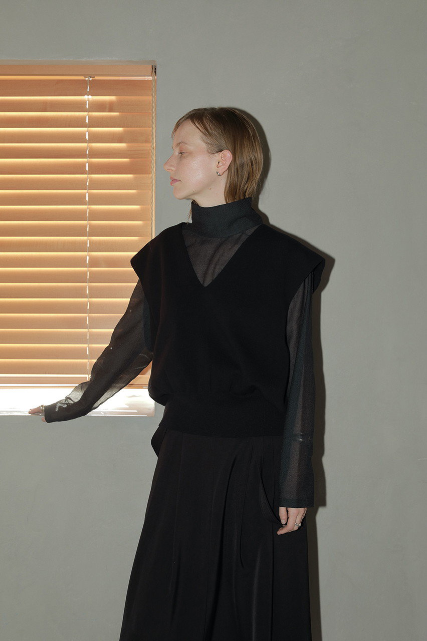 MANOF(マノフ)｜LAYERED KNIT TOPS/トップス/BLACK の通販