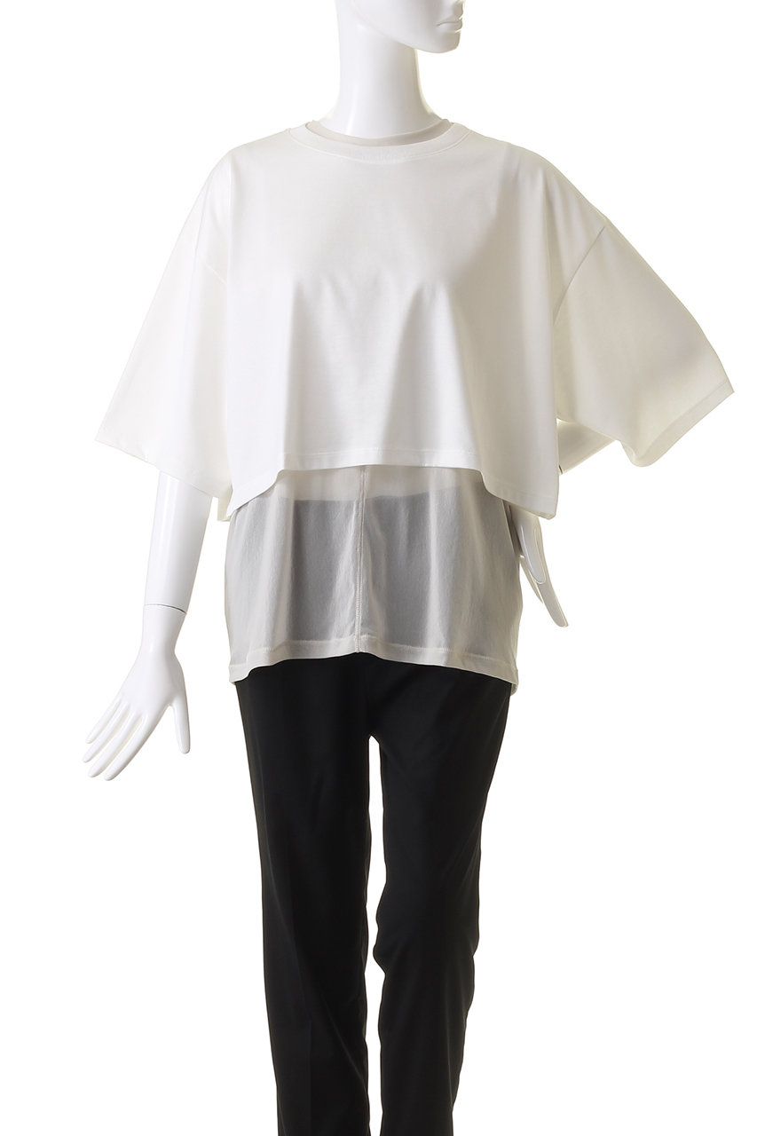 MANOF(マノフ)｜MESH LAYERED CUT TOPS/トップス/WHITE の通販｜ELLESHOP・(エル・ショップ)