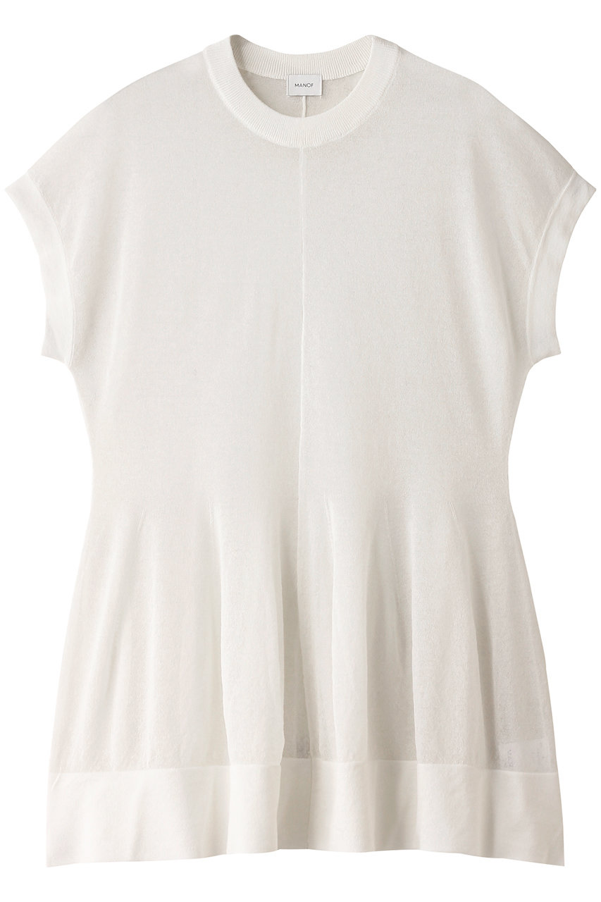 マノフ/MANOFのSHEER FLARE KNIT TOPS ニット/セーター(WHITE/87106-2012)