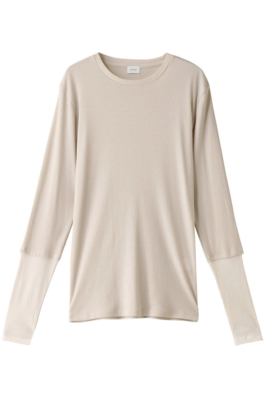 マノフ/MANOFのLAYERED SLEEVE CUT TOPS Tシャツ/カットソー(IVORY/87105-1022)