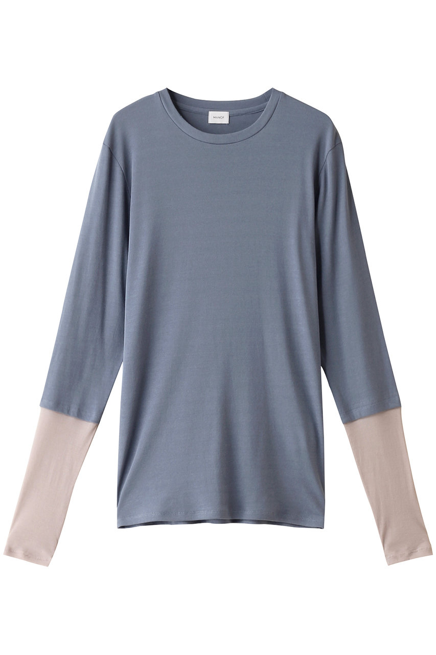 マノフ/MANOFのLAYERED SLEEVE CUT TOPS Tシャツ/カットソー(BLUE/87105-1022)