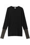 LAYERED SLEEVE CUT TOPS Tシャツ/カットソー マノフ/MANOF BLACK