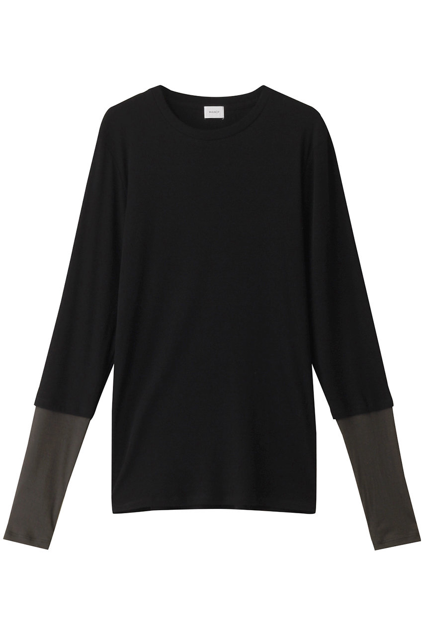 マノフ/MANOFのLAYERED SLEEVE CUT TOPS Tシャツ/カットソー(BLACK/87105-1022)