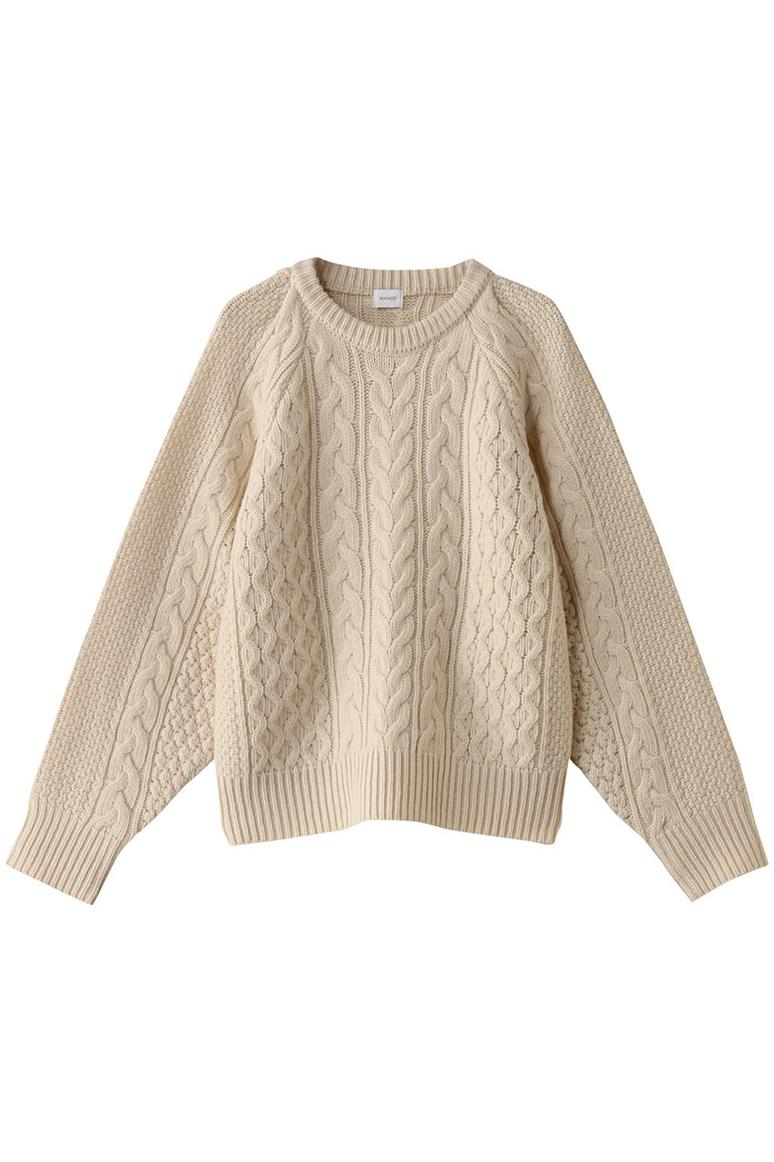 マノフ/MANOFのSHOULDER TUCK CABLE KNIT ニット(IVORY/87106-2122)