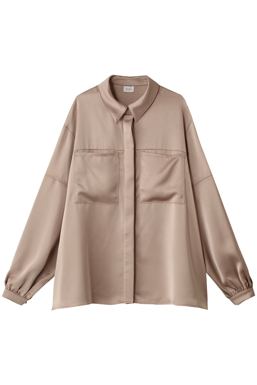 MANOF(マノフ)｜OUT POCKET SATIN SHIRTS シャツ/ブラウス/PINK の通販｜ELLESHOP・(エル・ショップ)