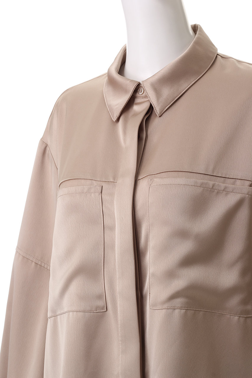 MANOF(マノフ)｜OUT POCKET SATIN SHIRTS シャツ/ブラウス/PINK