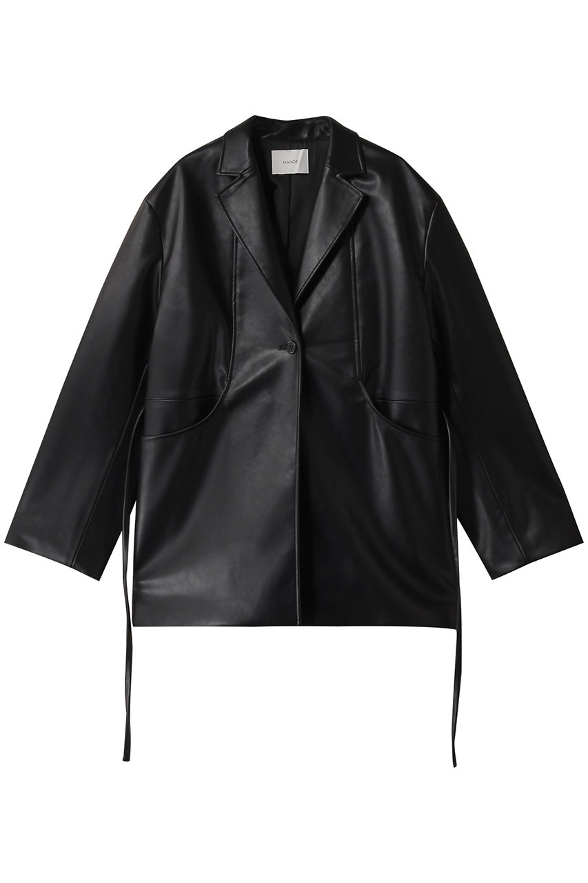 MANOF FAUX LEATHER JACKET/コート (BLACK, M) マノフ ELLE SHOP MANOF FAUX LEATHER JACKET/コート (BLACK, M) マノフ ELLE SHOP