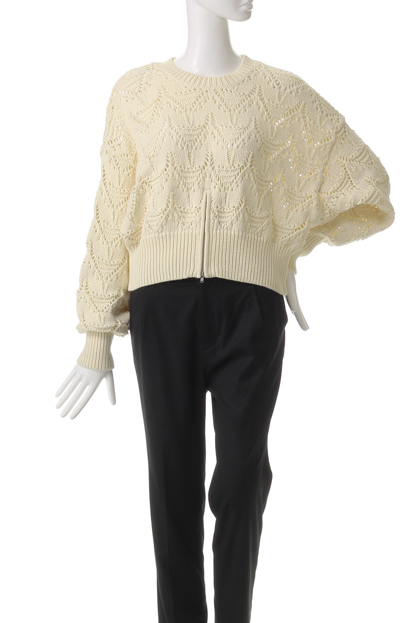 MANOF(マノフ)｜CROCHET ZIP KNIT TOPS/ニット/IVORY の通販