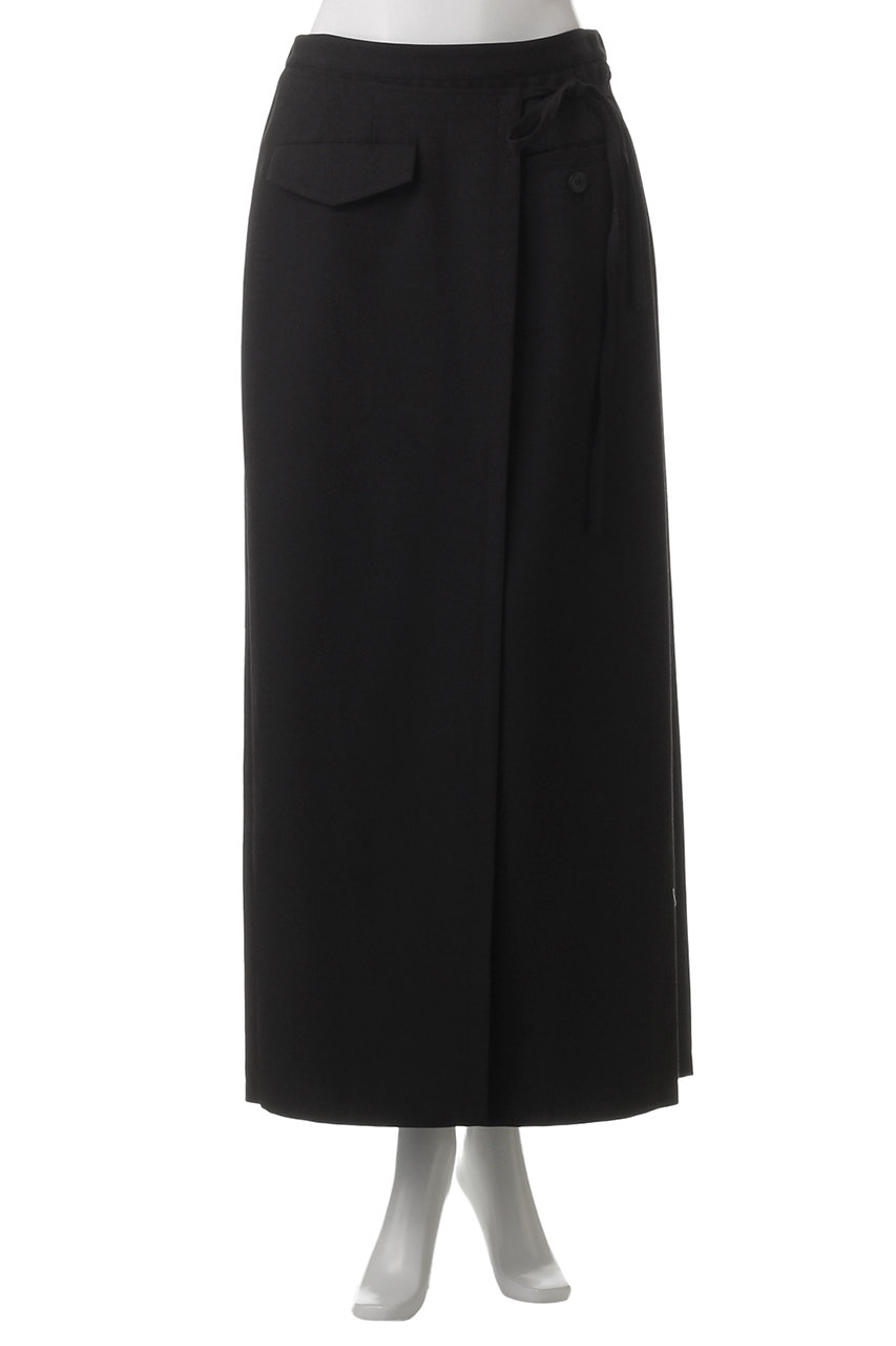 【mz.15】enof☆イナフ wrap skirt スカート黒02 MANOF(マノフ)｜LINEN WRAP SKIRT/スカート/BLACK の通販