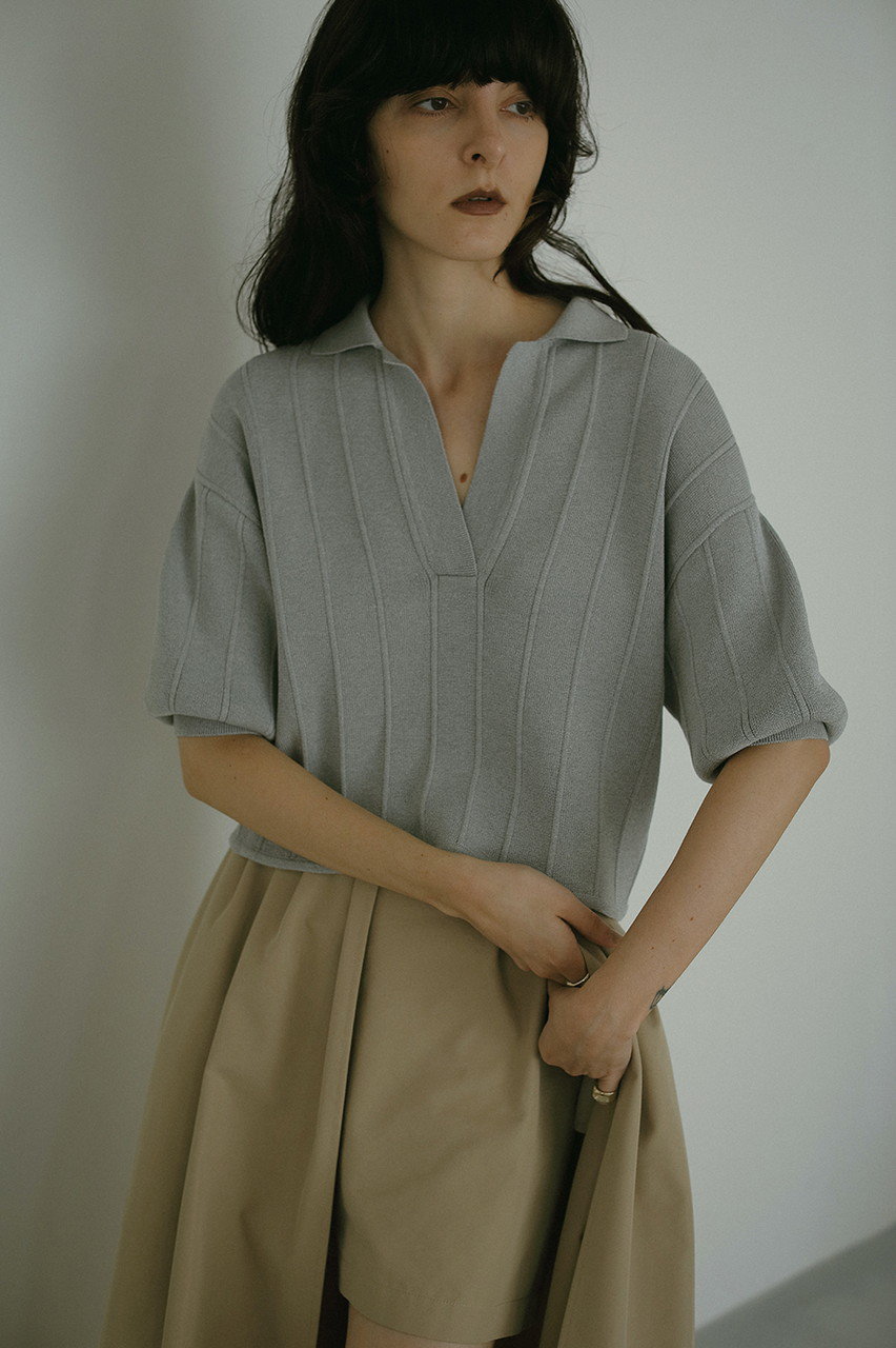 MANOF(マノフ)｜TUCK KNIT SHORT TOPS/ニット/GRAY の通販