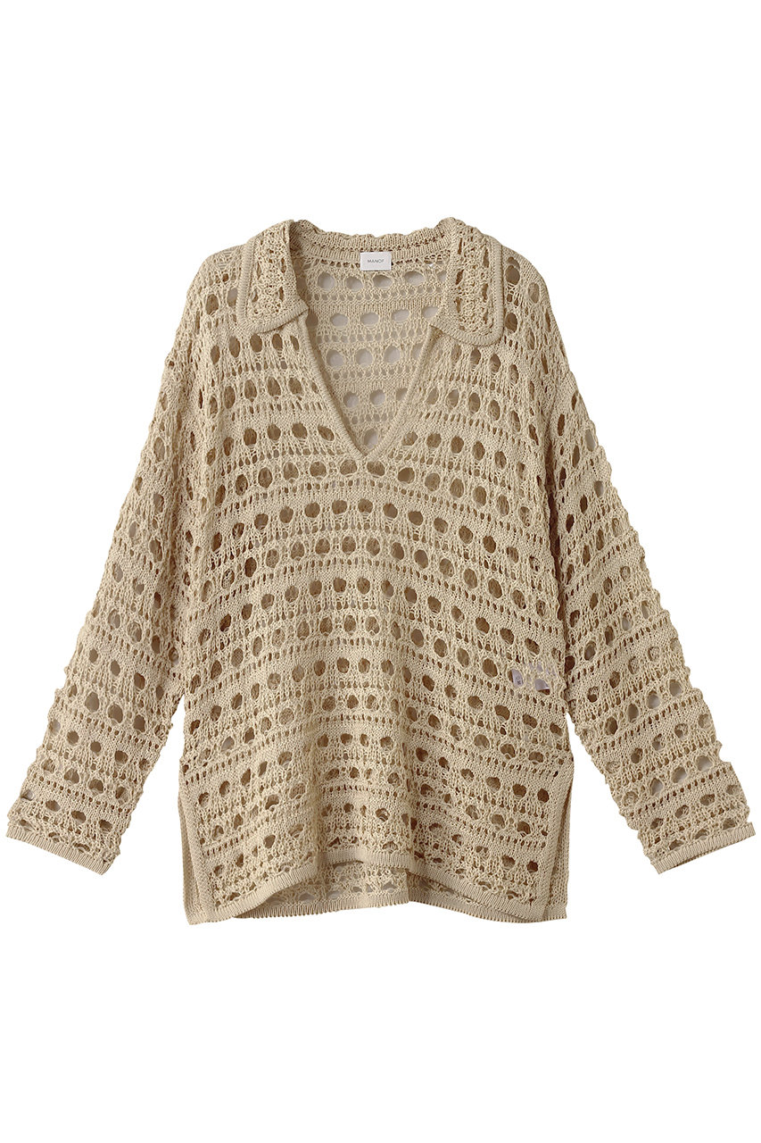 MANOF CROCHET KNIT TOPS/トップス (BEIGE, F) マノフ ELLE SHOP MANOF CROCHET KNIT TOPS/トップス (BEIGE, F) マノフ ELLE SHOP