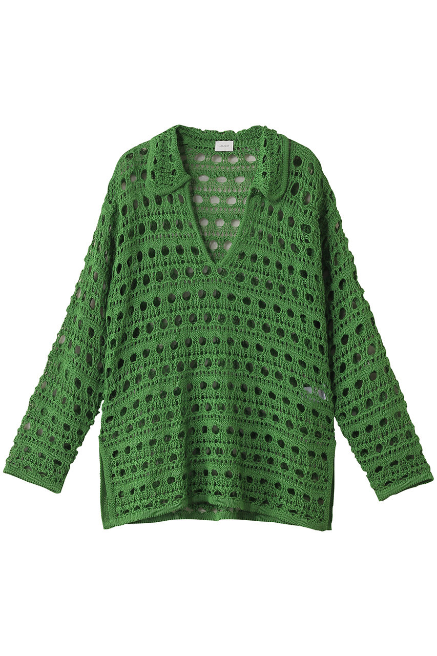MANOF CROCHET KNIT TOPS/トップス (GREEN, F) マノフ ELLE SHOP MANOF CROCHET KNIT TOPS/トップス (GREEN, F) マノフ ELLE SHOP