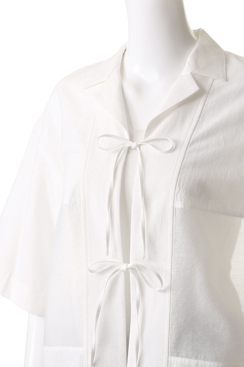MANOF(マノフ)｜LINEN SHEER DOCKING/シャツ/WHITE の通販｜ELLESHOP  