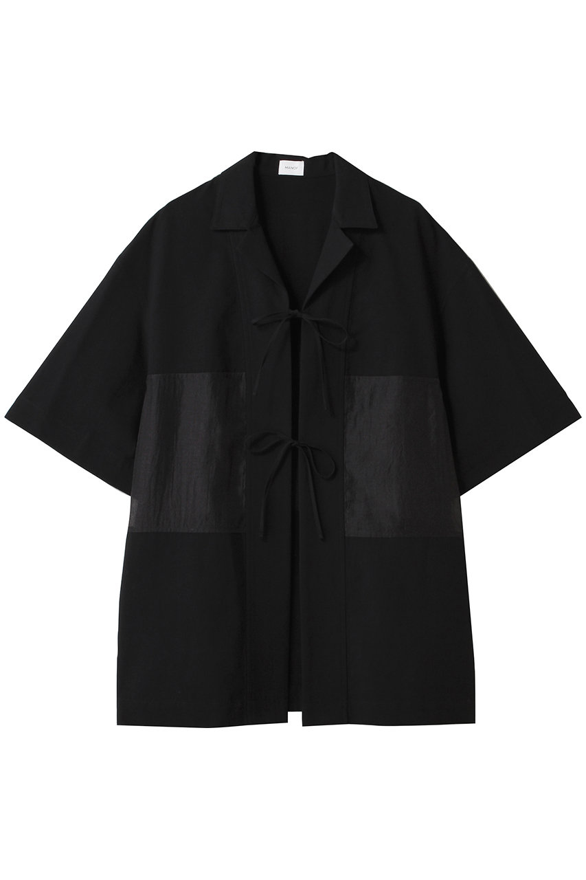 MANOF LINEN SHEER DOCKING/シャツ (BLACK, F) マノフ ELLE SHOP MANOF LINEN SHEER DOCKING/シャツ (BLACK, F) マノフ ELLE SHOP