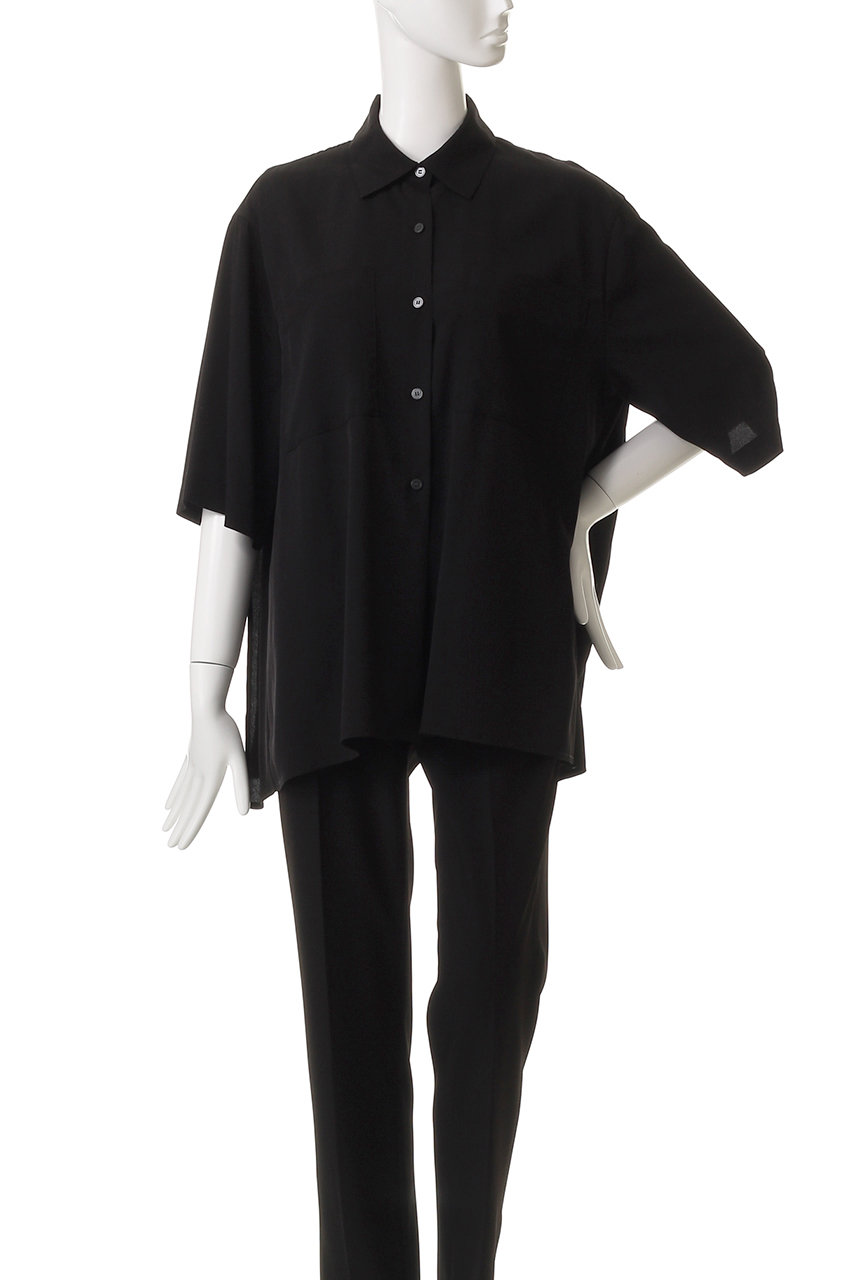 MANOF(マノフ)｜BACK LAYER SHIRT/シャツ/BLACK の通販｜ELLESHOP 