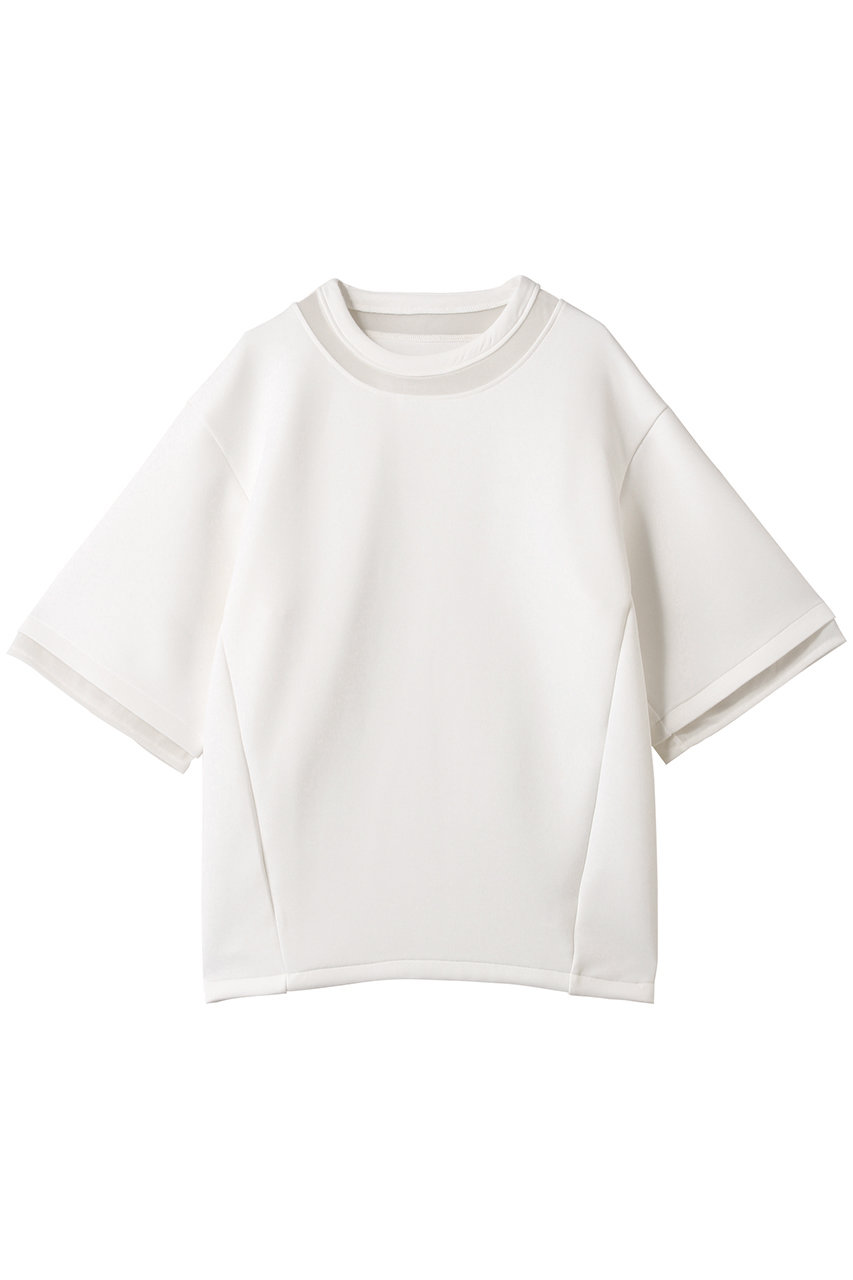 MANOF SHEER NECK CUT TOPS/カットソー (WHITE, F) マノフ ELLE SHOP MANOF SHEER NECK CUT TOPS/カットソー (WHITE, F) マノフ ELLE SHOP