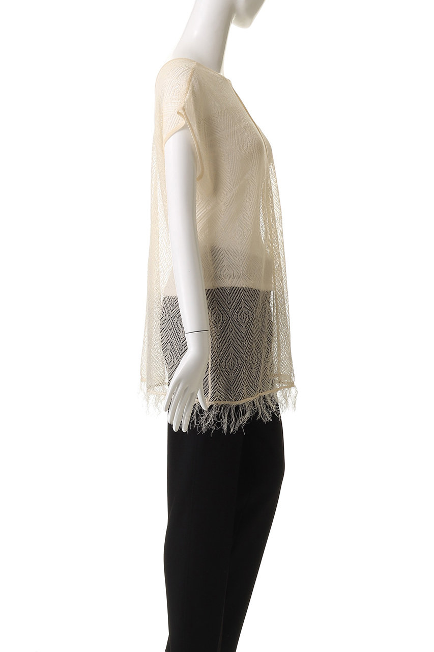 MANOF(マノフ)｜SHEER CROCHET KNIT TOPS/ニット/IVORY の通販